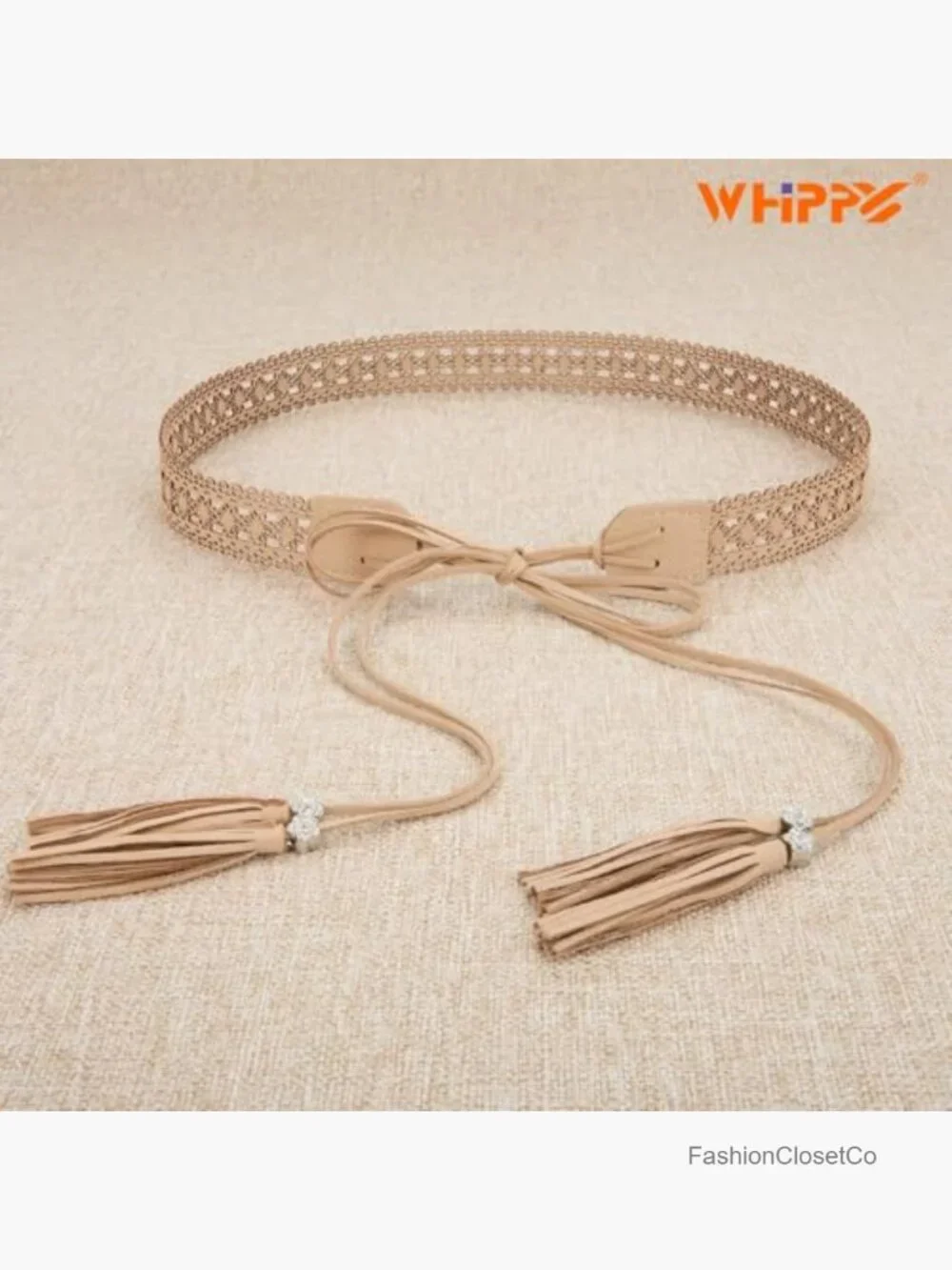 Boho Braided Tassel Belt Women Western Cowgirl Woven Sash Hollow Floral Wax Rope
